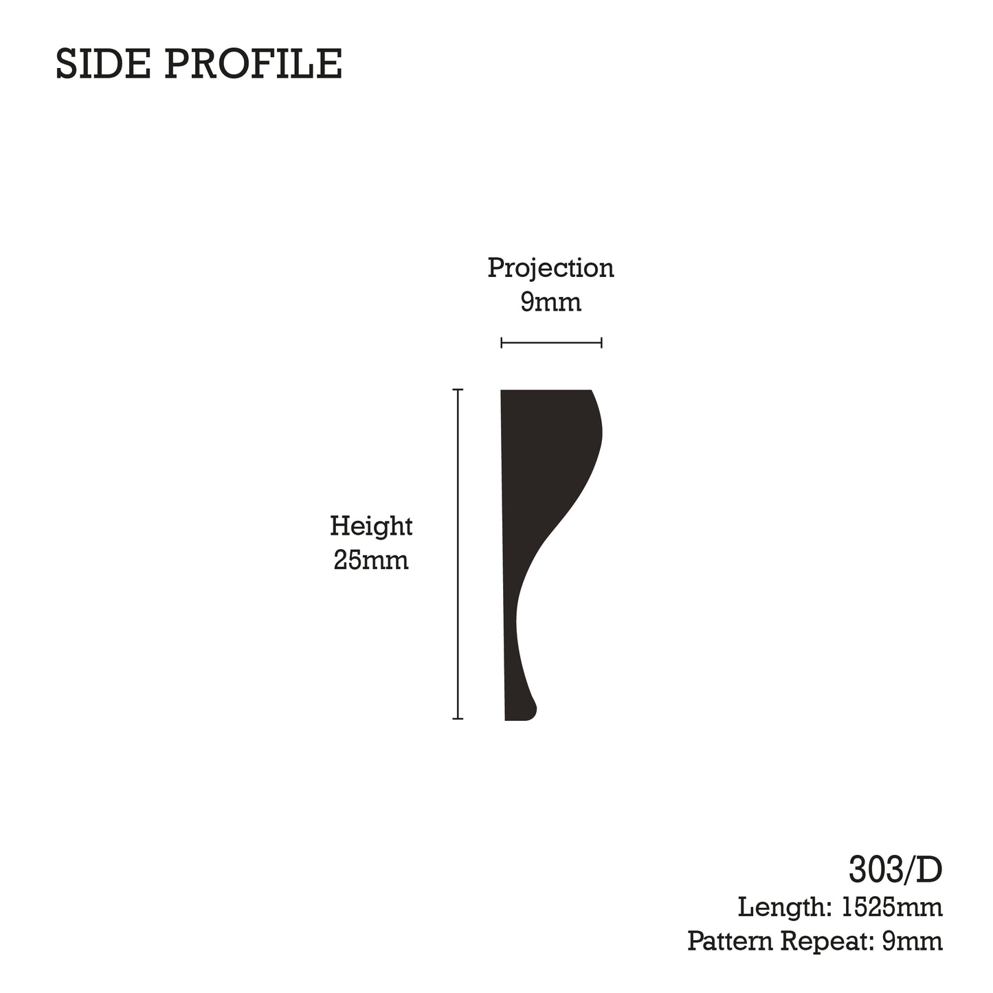 303/D Small Reeded Strip Moulding