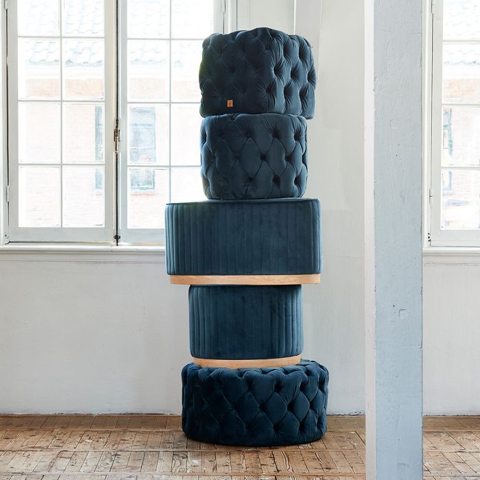 Riviéra Maison San Diego Velvet Pouf (óceánkék)