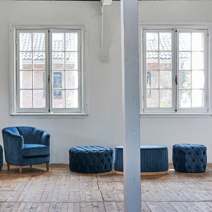 Riviéra Maison San Diego Velvet Pouf (óceánkék)