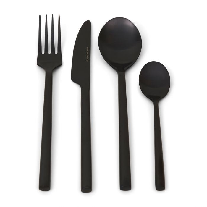 Riviera Maison Loft cutlery fekete evőeszköz készlet